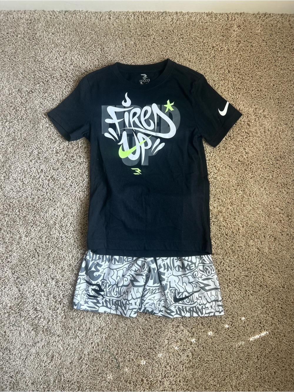 Nike Black Tee with Gray and Neon Green Graphic